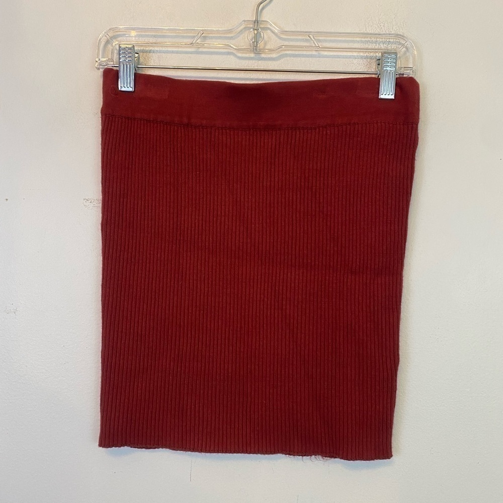FREE PEOPLE ribbed wrap mini skirt burgundy